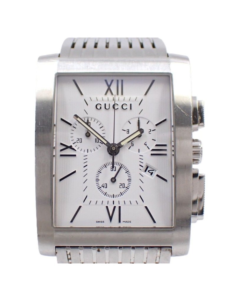 Gucci Chrono Metro Chronograph Quartz Watch White Dial Ss